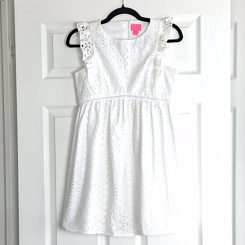 Lilly Pulitzer White Eyelet 100% Cotton Ruffle Dress